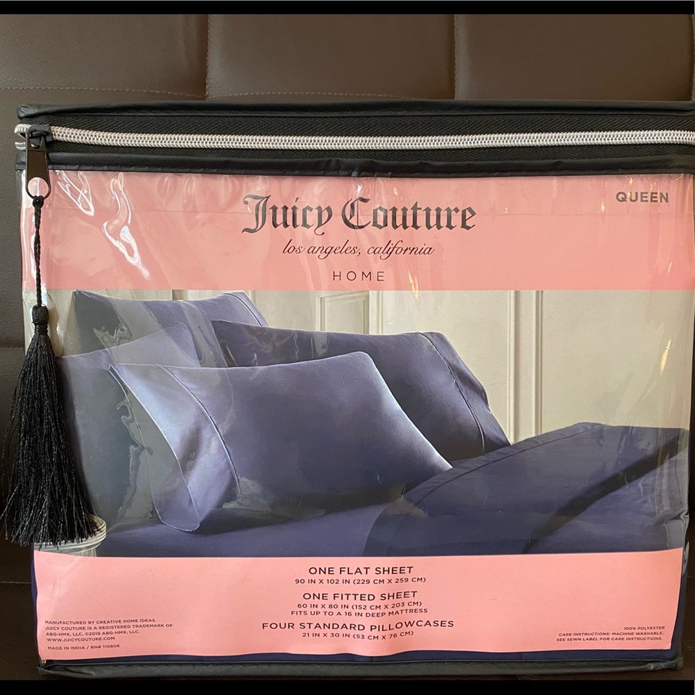 Juicy couture queen sheet set blue